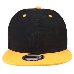 Hip Hop Style Snapback Hat Flat Bill Adjustable Size - Black/Gold
