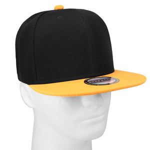 Hip Hop Style Snapback Hat Flat Bill Adjustable Size - Black/Gold