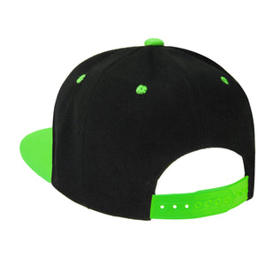 Hip Hop Style Snapback Hat Flat Bill Adjustable Size - Black/Green