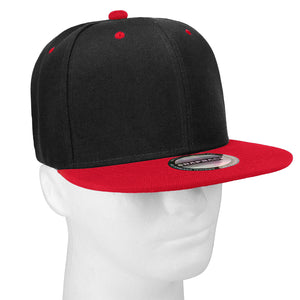 Hip Hop Style Snapback Hat Flat Bill Adjustable Size - Black/Red