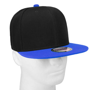 Hip Hop Style Snapback Hat Flat Bill Adjustable Size - Black/Royal