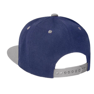Hip Hop Style Snapback Hat Flat Bill Adjustable Size - Navy/Grey