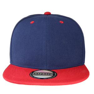 Hip Hop Style Snapback Hat Flat Bill Adjustable Size - Navy/Red