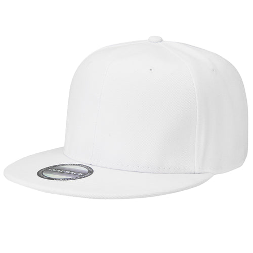 Hip Hop Style Snapback Hat Flat Bill Adjustable Size - White