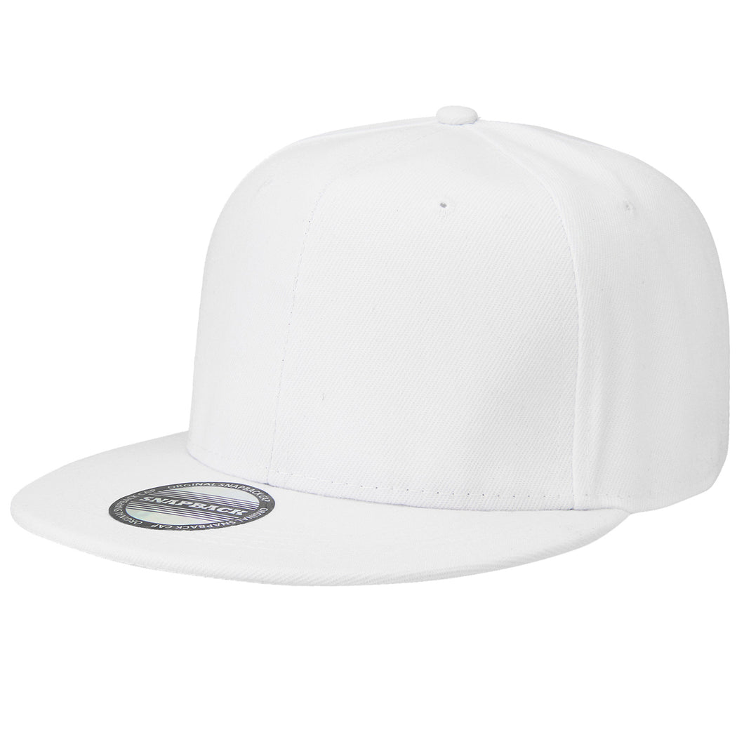 Hip Hop Style Snapback Hat Flat Bill Adjustable Size - White