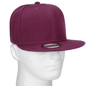 Hip Hop Style Snapback Hat Flat Bill Adjustable Size - Wine