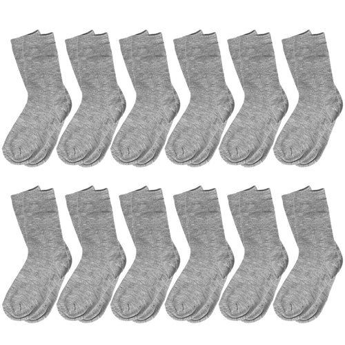 12-Pack Gray Boy & Girl Kids Cotton Crew Socks
