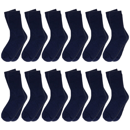 12-Pack Navy Boy & Girl Kids Cotton Crew Socks