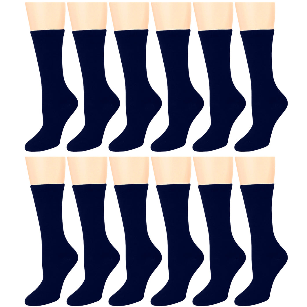 12-Pack Women's Crew Socks Navy