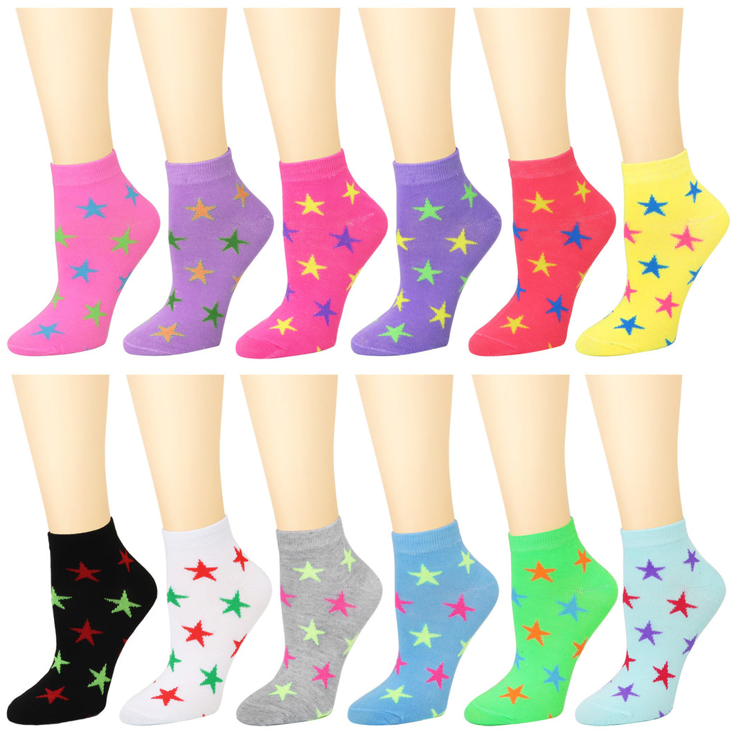 12-Pack Women's Ankle Socks Stars