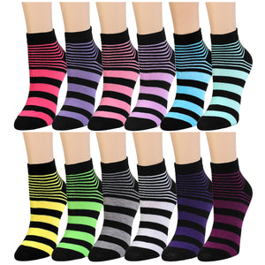 12-Pack Striped Women's Ankle Socks