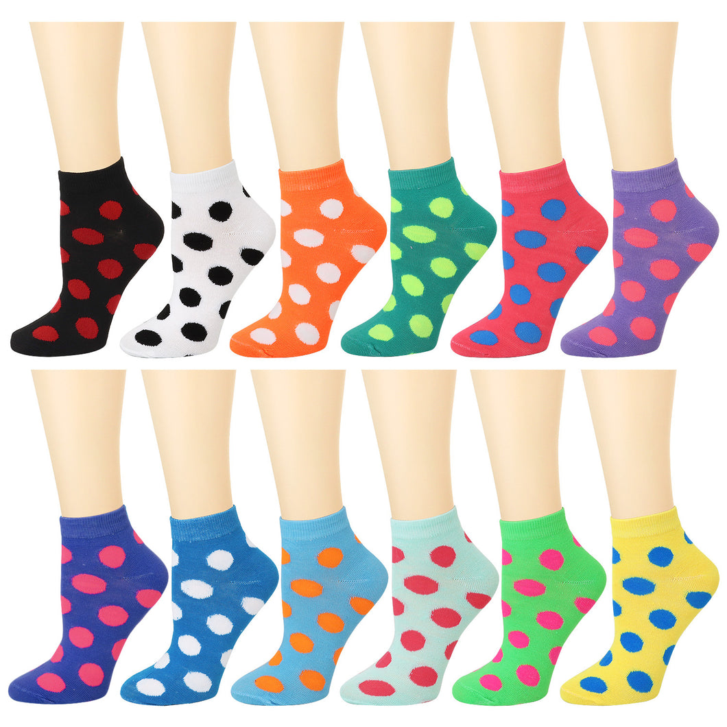 12-Pack Polka Dot Women's Ankle Socks