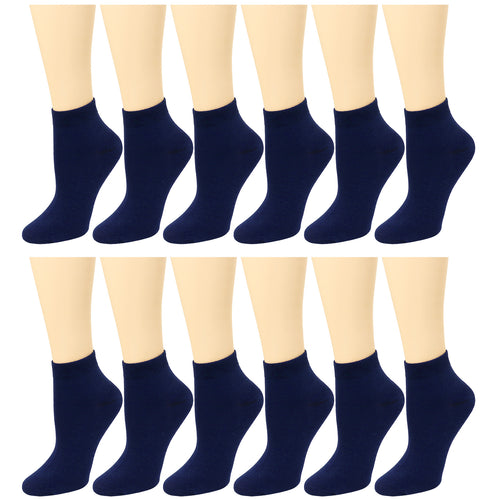 12-Pack Navy Women's Ankle Socks