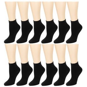 12-Pack Women's Ankle Socks Black
