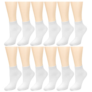12-Pack Women's Ankle Socks White