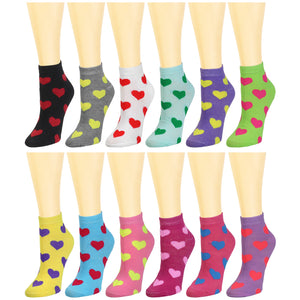 12-Pack Heart Women's Ankle Socks