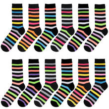 Load image into Gallery viewer, 12-Pack Women&#39;s Crew Socks Multicolor Striped