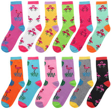 Load image into Gallery viewer, 12-Pack Women&#39;s Crew Socks - Flamingo