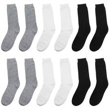 Load image into Gallery viewer, 12-Pack Women&#39;s Crew Socks Black Grey White