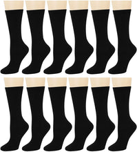 Load image into Gallery viewer, 12-Pack Women&#39;s Crew Socks Black