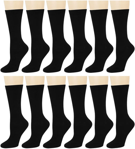 12-Pack Women's Crew Socks Black