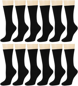 12-Pack Women's Crew Socks Black