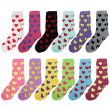 Load image into Gallery viewer, 12-Pack Women&#39;s Crew Socks Hearts