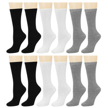 Load image into Gallery viewer, 12-Pack Women&#39;s Crew Socks Black Grey White