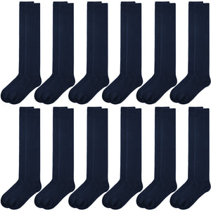 12 Pairs Women Knee High Over the Calf Socks - Navy