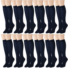 Load image into Gallery viewer, 12 Pairs Women Knee High Over the Calf Socks - Navy