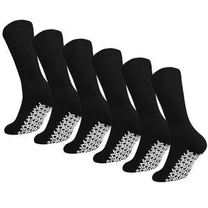 Men Women Anti Slip Grip Non Skid Crew Cotton Diabetic Socks For Home Hospital 6-Pairs