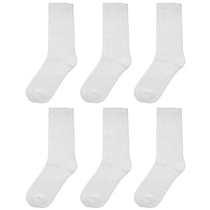 Falari Women Diabetic Socks Diabetes Edema and Circulatory Loose Fitting Cotton Crew Socks - 6 Pairs White