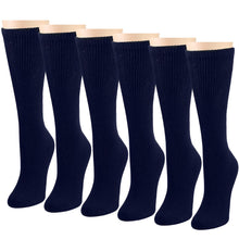 Load image into Gallery viewer, Falari Women Diabetic Socks Diabetes Edema and Circulatory Loose Fitting Cotton Crew Socks - 6 Pairs Navy