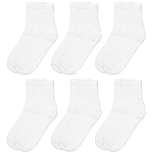 Falari Women Diabetic Socks Diabetes Edema and Circulatory Loose Fitting Cotton Quarter Socks - 6 Pairs White