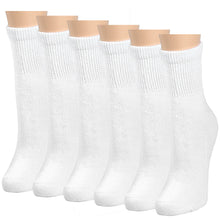 Load image into Gallery viewer, Falari Women Diabetic Socks Diabetes Edema and Circulatory Loose Fitting Cotton Quarter Socks - 6 Pairs White