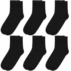 Falari Women Diabetic Socks Diabetes Edema and Circulatory Loose Fitting Cotton Quarter Socks - 6 Pairs Black
