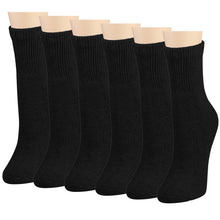 Load image into Gallery viewer, Falari Women Diabetic Socks Diabetes Edema and Circulatory Loose Fitting Cotton Quarter Socks - 6 Pairs Black