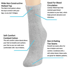 Load image into Gallery viewer, Falari Women Diabetic Socks Diabetes Edema and Circulatory Loose Fitting Cotton Quarter Socks - 6 Pairs Gray