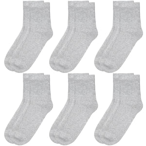Falari Women Diabetic Socks Diabetes Edema and Circulatory Loose Fitting Cotton Quarter Socks - 6 Pairs Gray