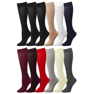 12 Pairs Women Trouser Socks Stretchy Spandex Opaque Knee High
