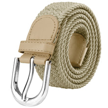 Load image into Gallery viewer, Falari Canvas Braided Stretch Belt with Silver Buckle