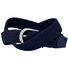 Load image into Gallery viewer, Falari Canvas Braided Stretch Belt with Silver Buckle
