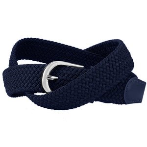 Falari Canvas Braided Stretch Belt with Silver Buckle