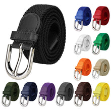 Load image into Gallery viewer, Falari Canvas Braided Stretch Belt with Silver Buckle