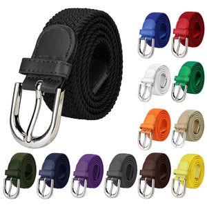 Falari Canvas Braided Stretch Belt with Silver Buckle