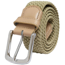 Load image into Gallery viewer, Falari Canvas Braided Stretch Belt with Silver Buckle