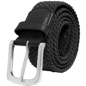 NYfashion101 Stretch Canvas Belt With Silver Round Buckle – Unisex Elastic Waist Belt, One Size Fits Most