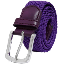 Load image into Gallery viewer, Falari Canvas Braided Stretch Belt with Silver Buckle