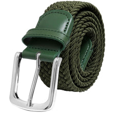 Load image into Gallery viewer, Falari Canvas Braided Stretch Belt with Silver Buckle