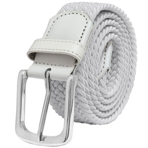 Falari Canvas Braided Stretch Belt with Silver Buckle